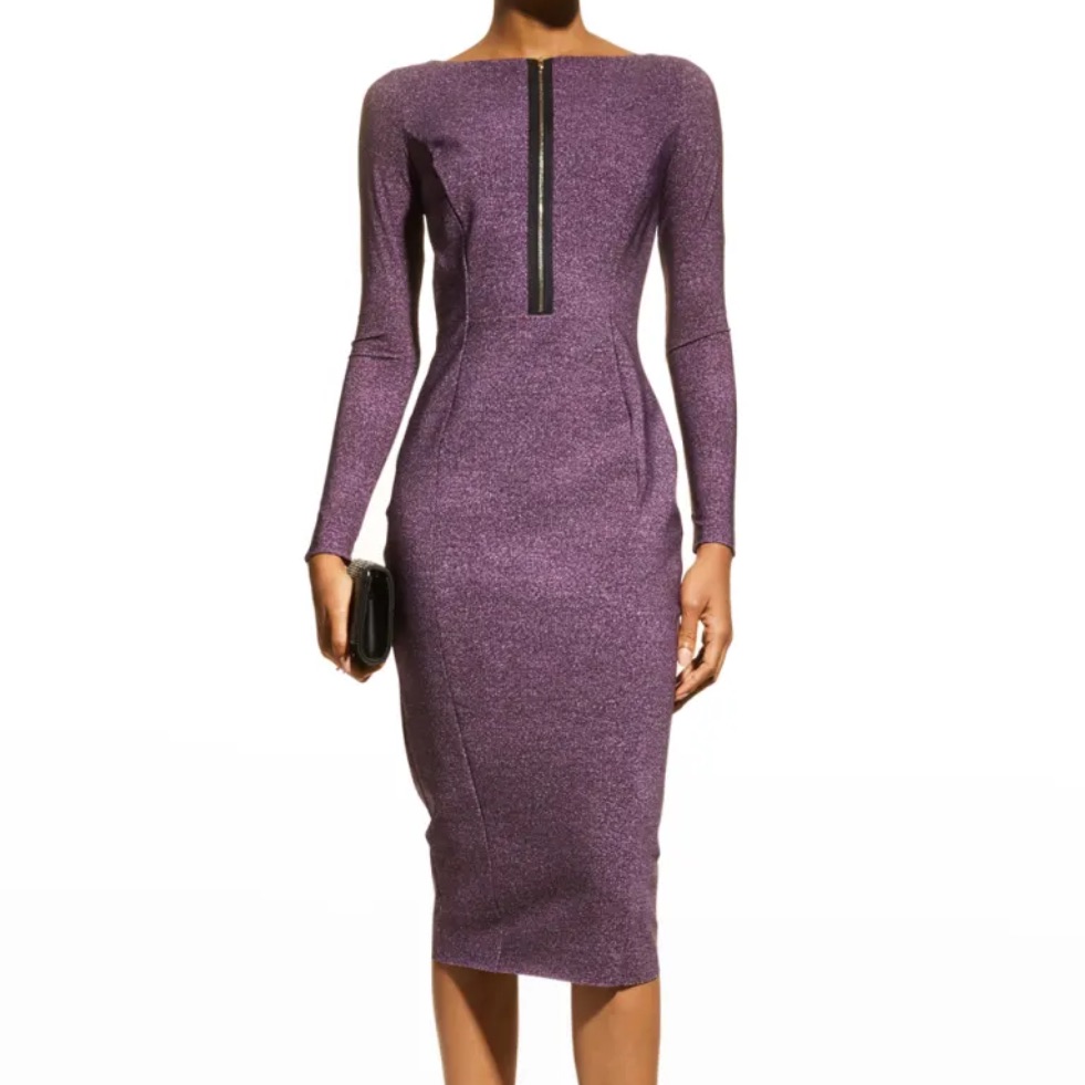 Chiara Boni La Petite Robe | Corina Front Zip Long Sleeve Sheath Dress | 44 (M)